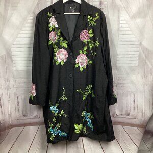 Vintage Carol Little Woman Silk Embroidered Jacket 3X